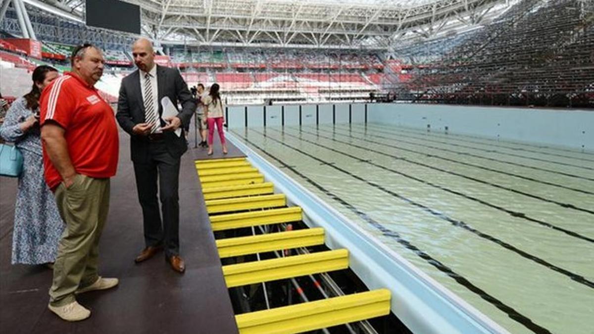 El Arena de Kazán, un moderno estadio de fútbol, será el eje de los Mundiales de Natación