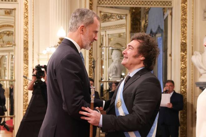 El rey Felipe en la investidura de Javier Milei como presidente de Argentina