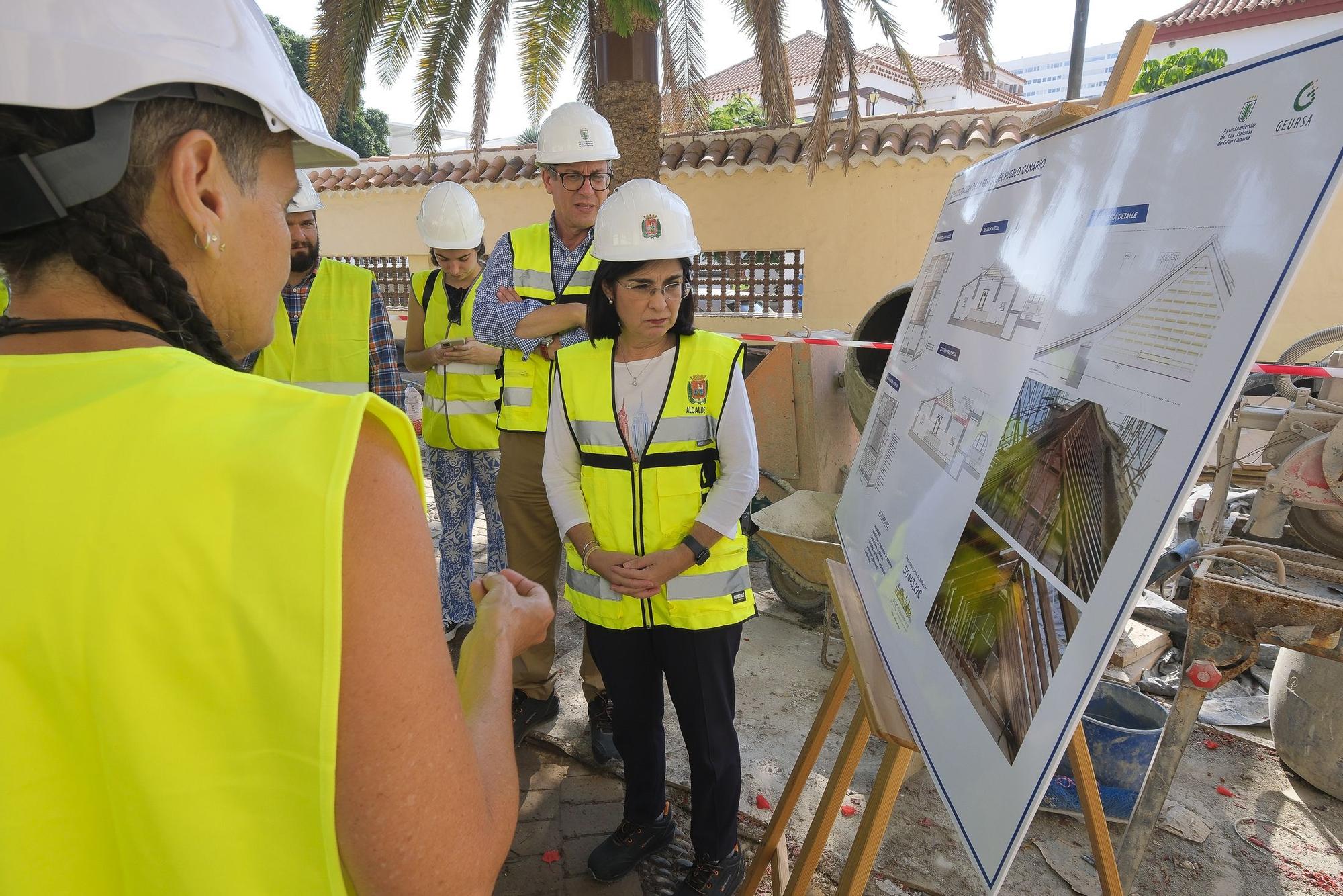Trabajos de restauración de la ermita de Santa Catalina en el Pueblo Canario