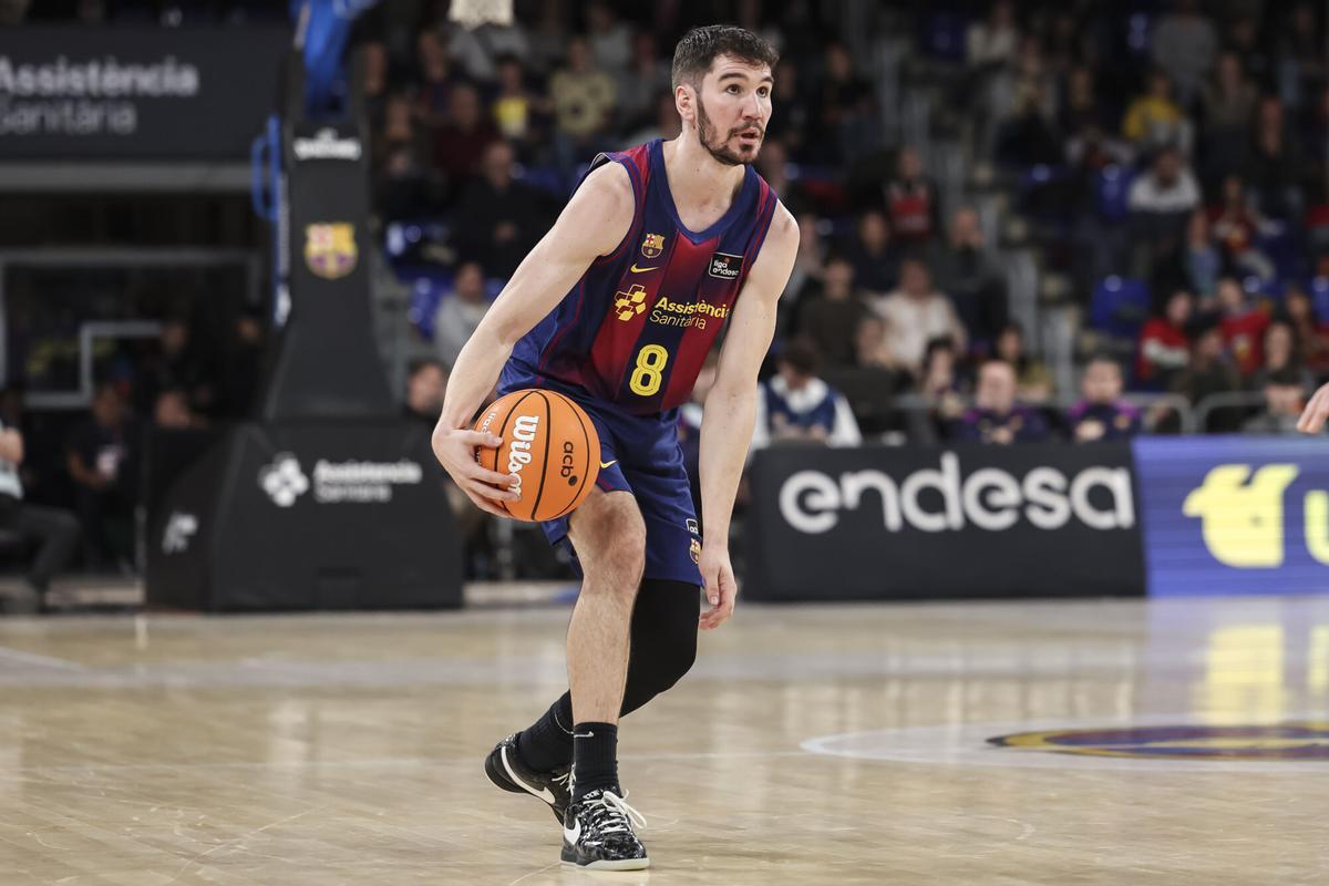 Dario Brizuela of FC Barcelona in action during the Spanish League, Liga ACB Endesa, basketball match played between FC Barcelona and Coviran Granada at Palau Blaugrana on January 11, 2026 in Barcelona, Spain. AFP7 11/01/2026 ONLY FOR USE IN SPAIN. Javier Borrego / AFP7 / Europa Press;2026;ACB;BASKET;SPORT;ZBASKET;ZSPORT;FC Barcelona v Coviran Granada - Liga ACB Endesa