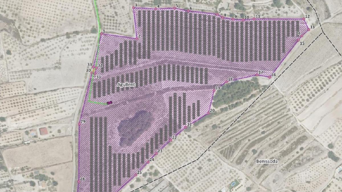 La central fotovoltaica proyectada por la multinacional suiza en la zona de Catalí de Agullent.