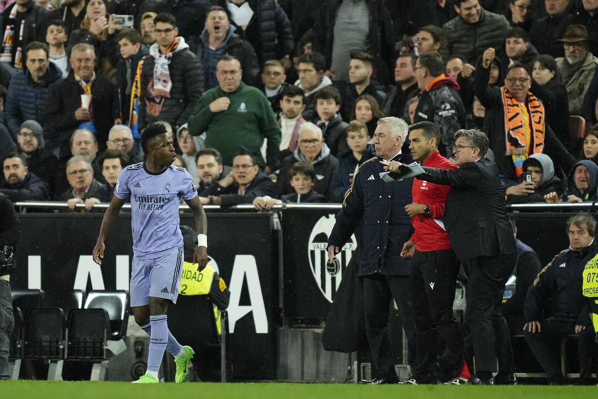 Vinicius Junior, jugador del Real Madrid, durante el partido de Mestalla.