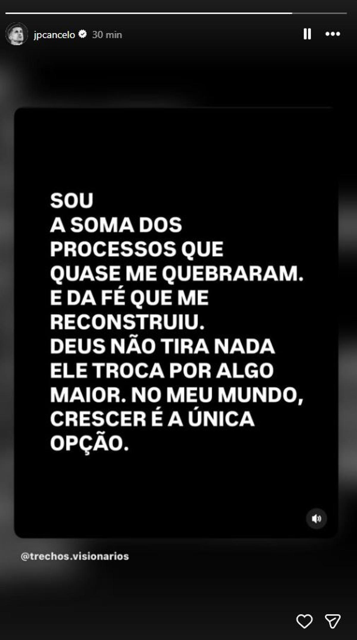 El último mensaje de Cancelo en su perfil de Instagram