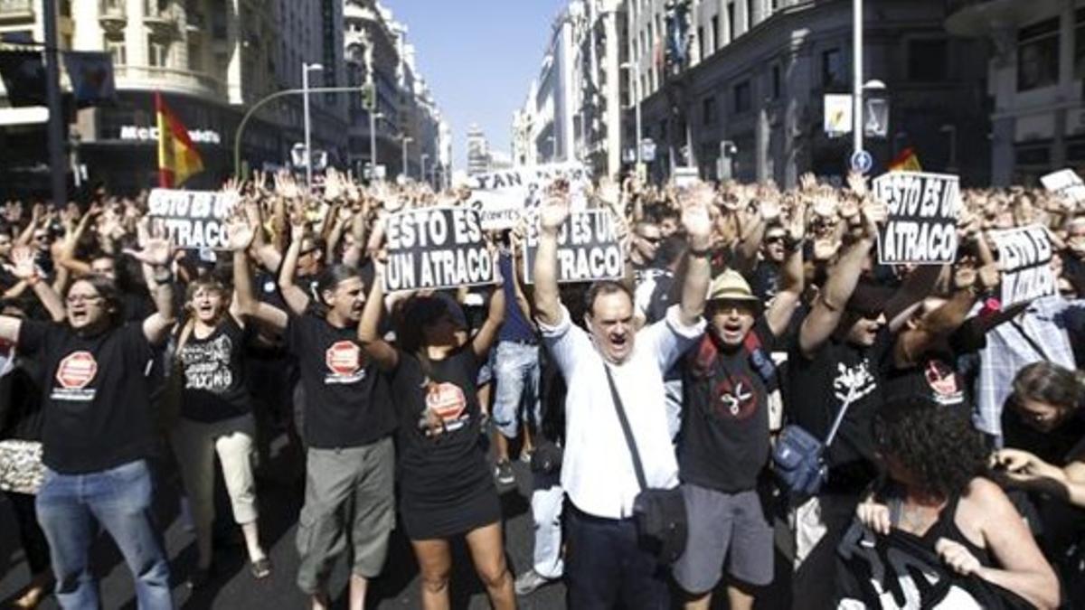 Manifestación de funcionarios del Ayuntamiento de Madrid.
