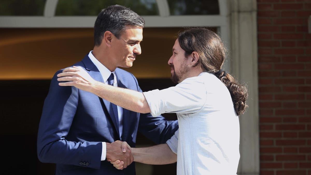 Imagen de archivo de Pedro Sánchez y Pablo Iglesias en la Moncloa el pasado 6 de septiembre.