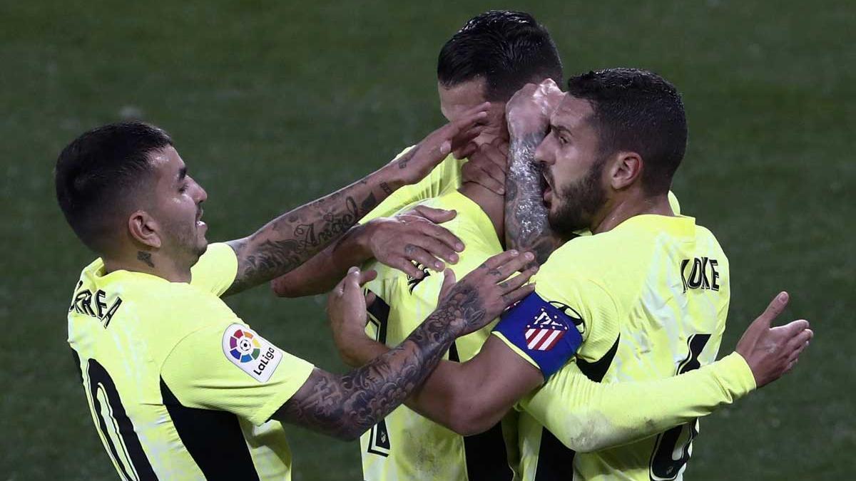 Los jugadores del Atlético de Madrid celebran un gol.