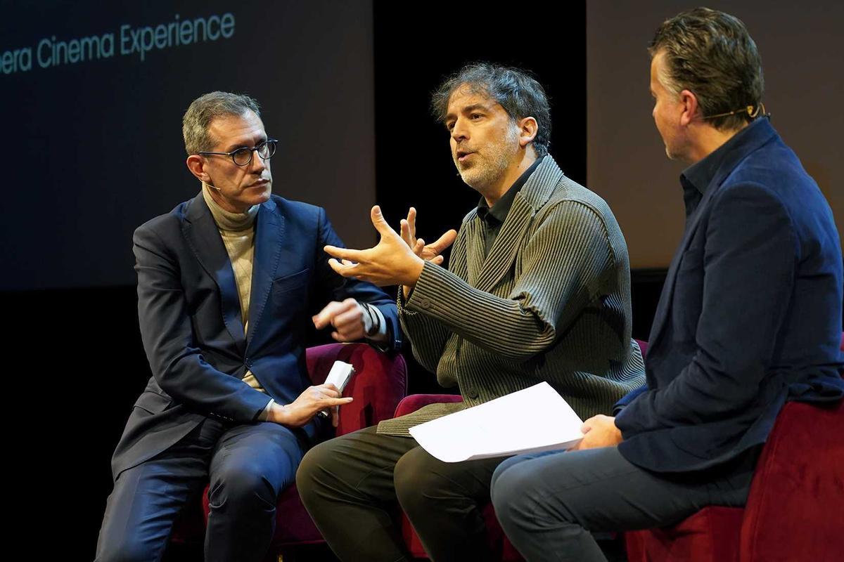 Valentí Oviedo, Igor Cortaderllas y Ramon Gener en la presentación de Liceu Opera+.