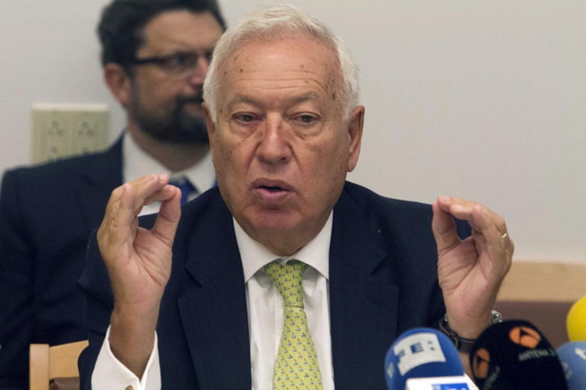 El ministro de Asuntos Exteriores, José Manuel García-Margallo, durante la rueda de prensa ofrecida este viernes en Nueva York.
