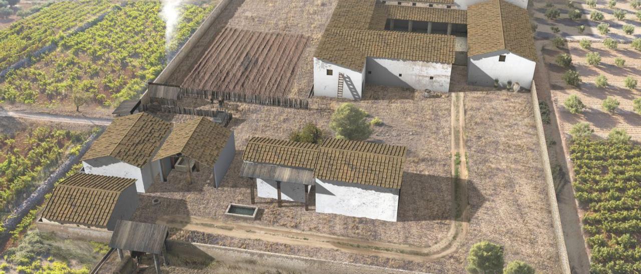 Reconstrucció de la vil·la romana del Rajolar de Gandia en el segle II. | MAGA/VICENT ALMAR