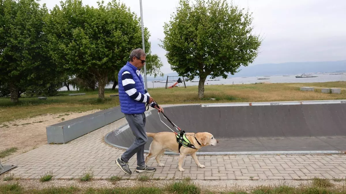 El perro fiel que marca cada paso del vilanovés José González Chaves