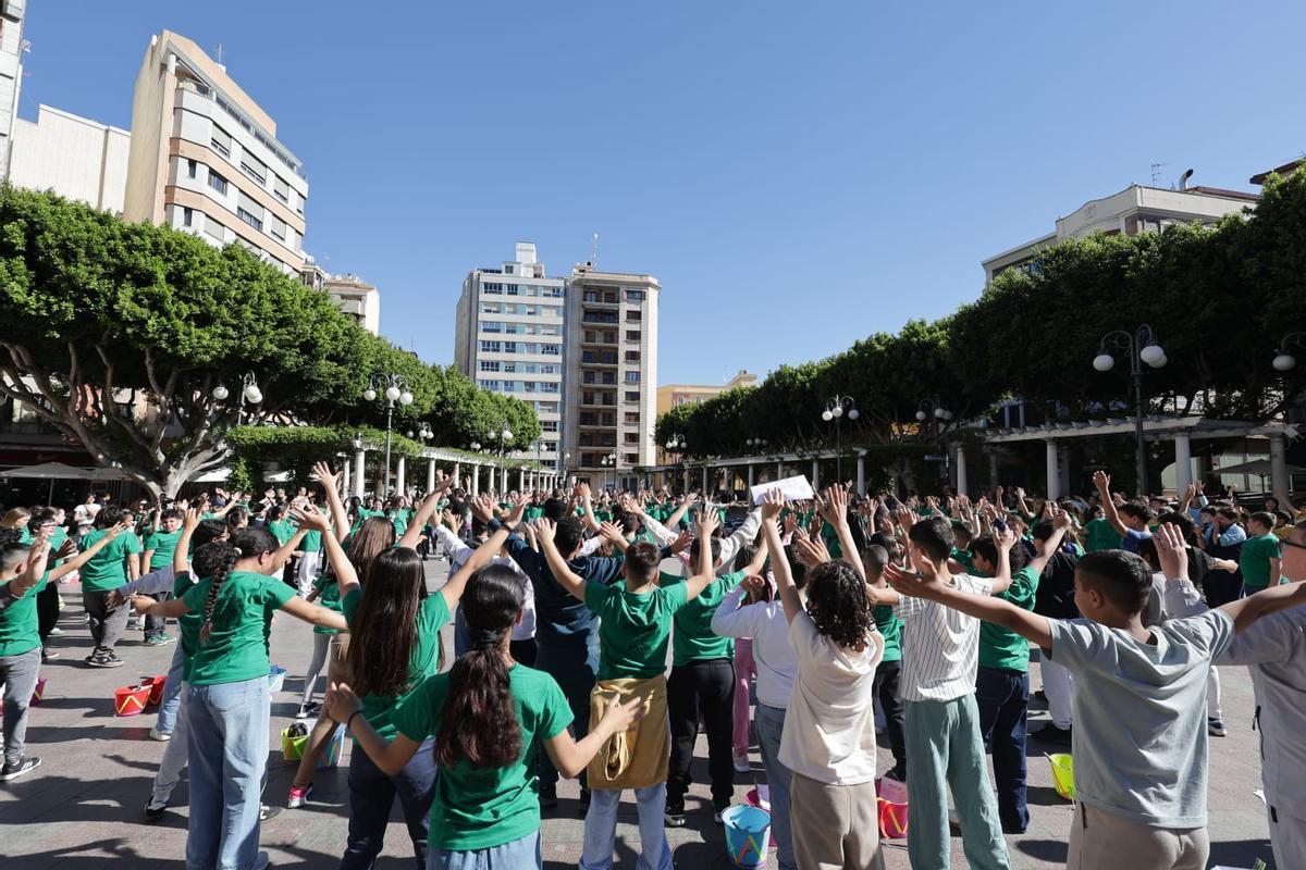Alumnos de cuatro colegios de Alzira han ensayado esta mañana su participación en "Musiescola".