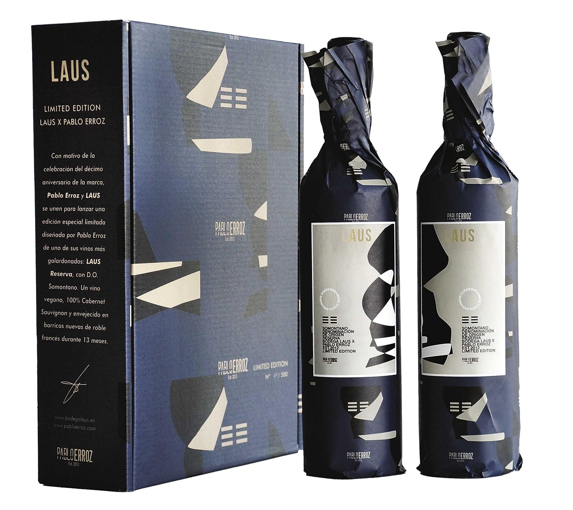 El diseño de las etiquetas de la edición limitada Reserva Limited Edition X Pablo Erroz de Bodega LAUS