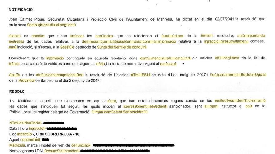 La notificació de la denúncia.