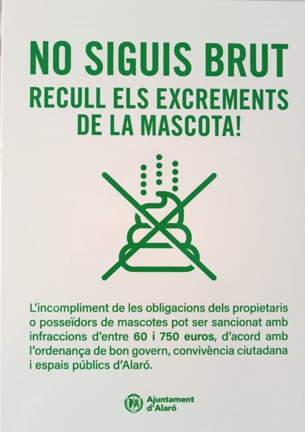 Alaró hace un llamamiento al civismo de los propietarios de mascotas para mantener limpias de excrementos las calles