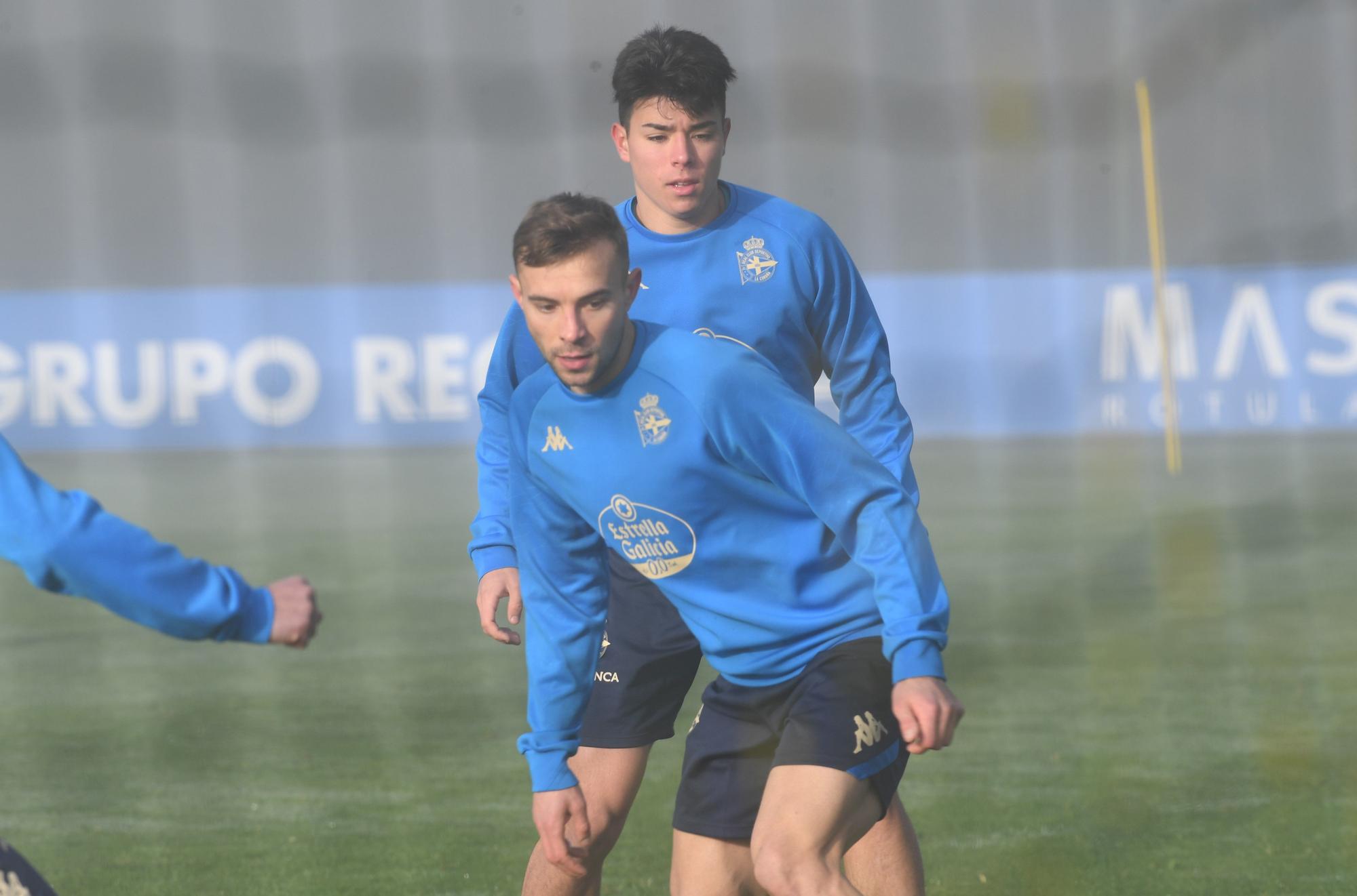 Primer día de entrenamiento de Saverio y Lebedenko con el Dépor