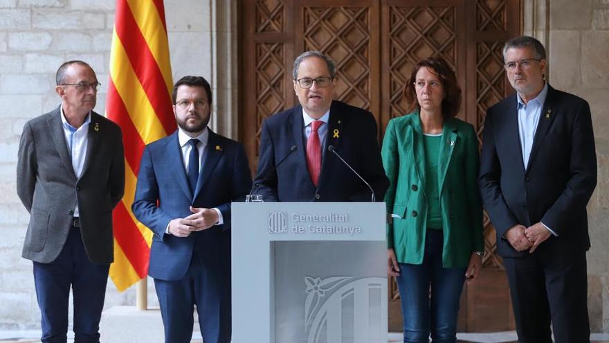 Quim Torra, liderant la compareixença al Palau de la Generalitat.