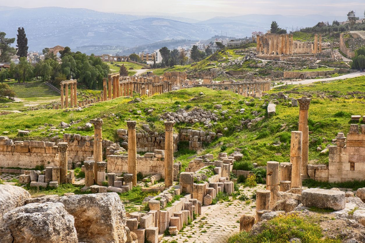 Las ruinas de la antigua ciudad de Jerash en Jordania