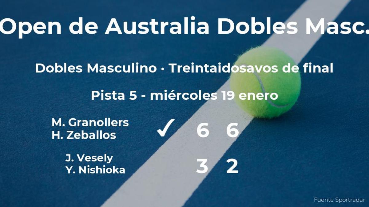 Granollers y Zeballos le arrebatan la plaza de los dieciseisavos de final a Vesely y Nishioka