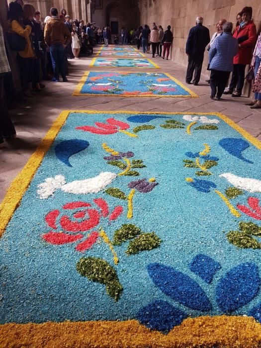 En Celanova, los vecinos de la calle Colón y las familias de los niños que hicieron este año la Primera Comunión decidieron este año elaborar las tradicionales ofrendas florales.
