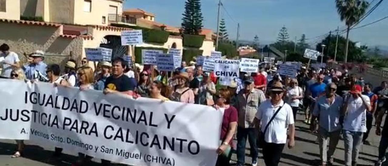 Una imagen de la manifestación en la Urbanización de Calicanto el pasado domingo.