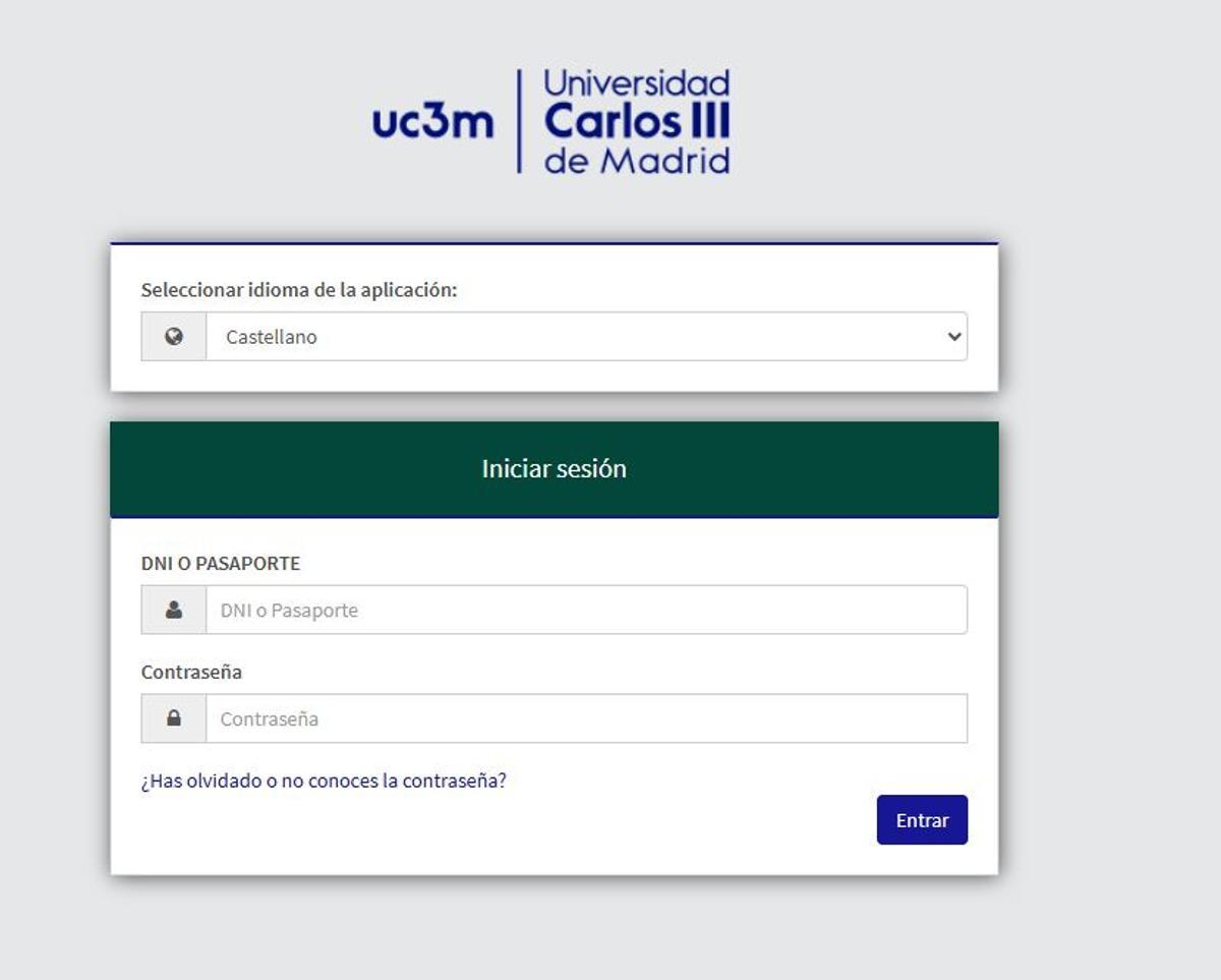 Ejemplo de acceso a la reclamación en la Universidad Carlos III de Madrid