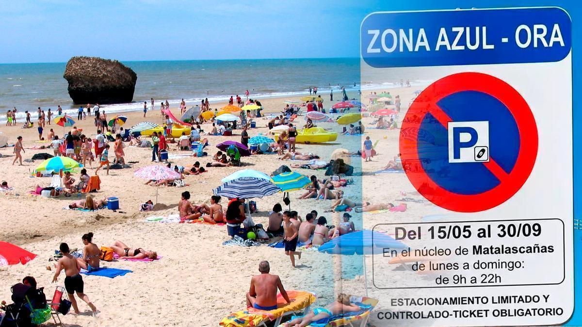 Un cartel de la zona azul de Matlascañas.