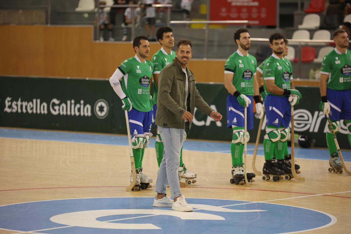 Jordi Adroher, en su homenaje en el Palacio de Riazor antes del Liceo-Shum, esta temporada.