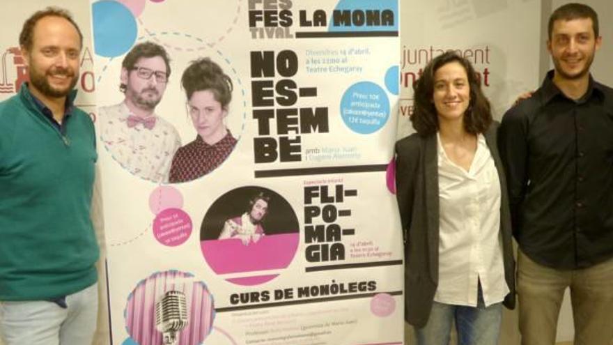 Maria Juan, el edil Borrell y Ángel Cámara, en la presentación del Fes la Mona el martes.