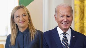 Giorgia Meloni y Joe Biden.