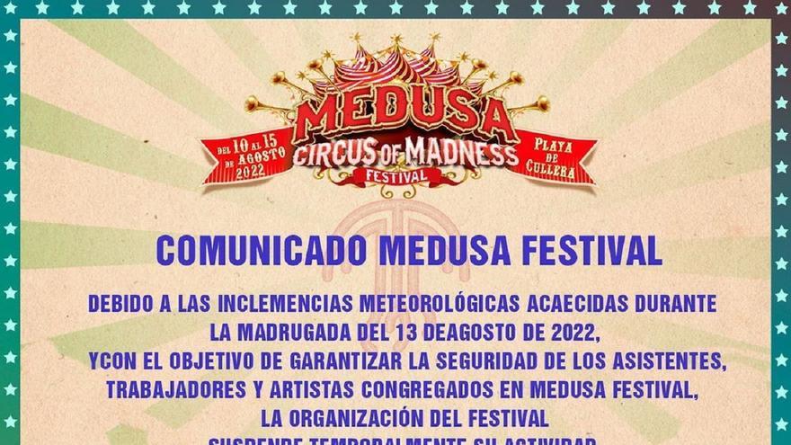 COMUNICADO | Medusa Festival &quot;suspende su actividad por el momento&quot;