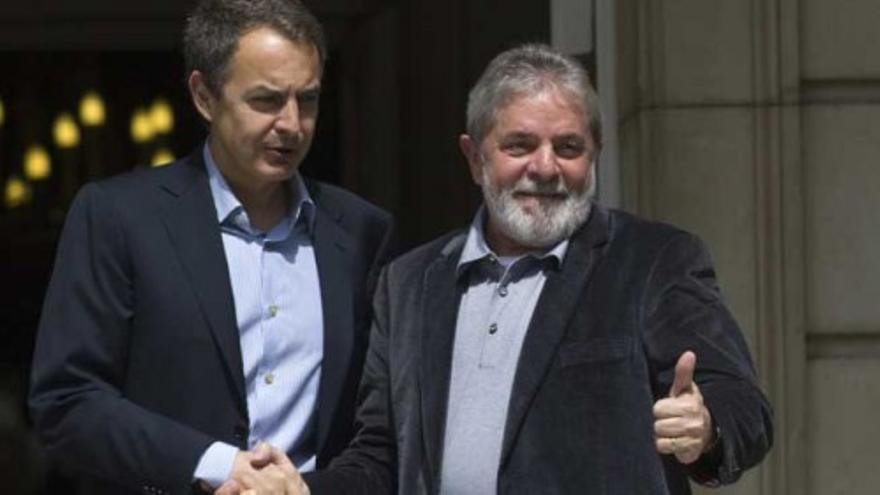 Zapatero recibe a Lula da Silva en Moncloa