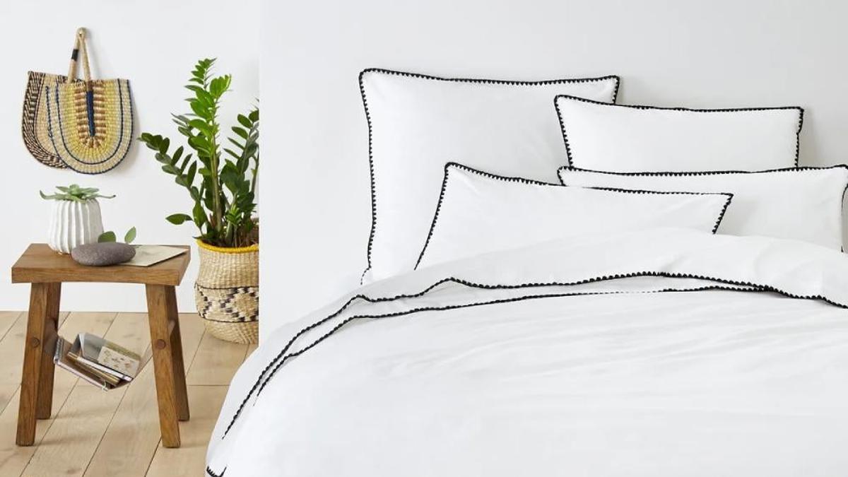 Funda nórdica blanca de algodón lavado