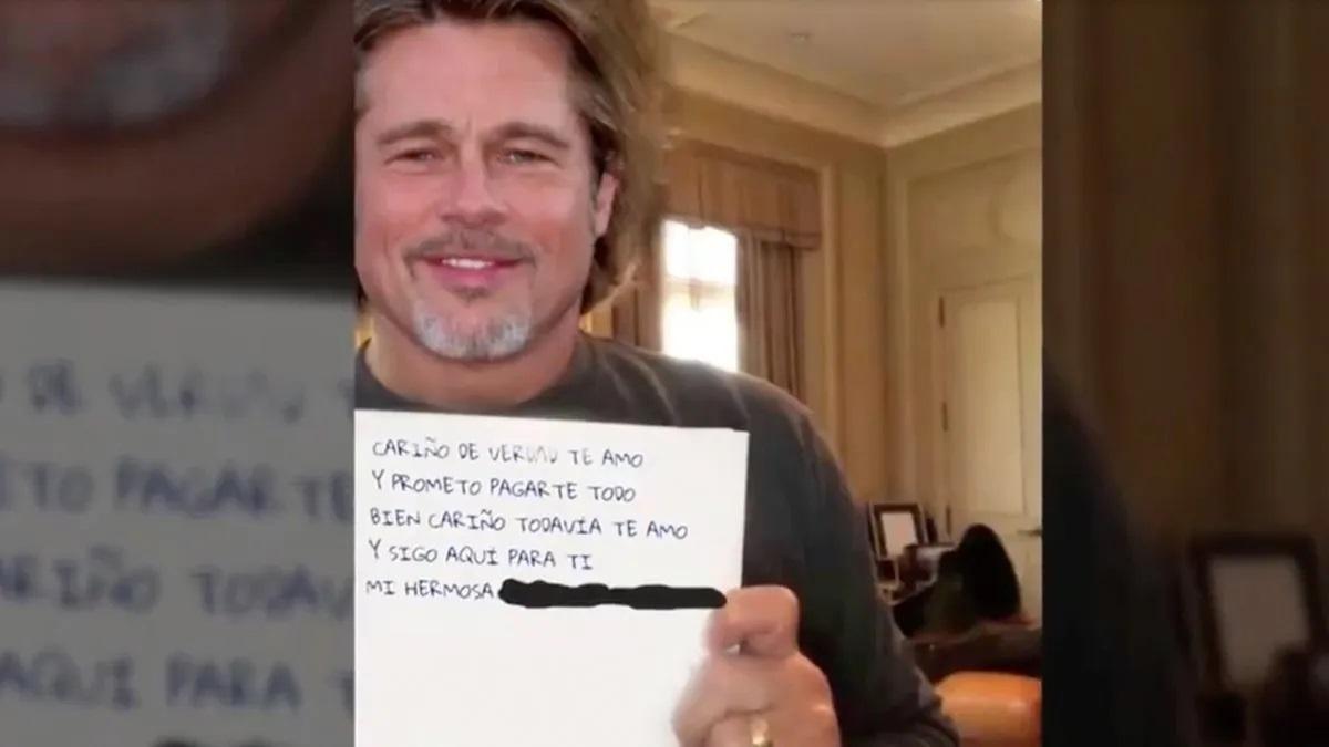 El fotomontaje con Brad Pitt que recibió la mujer estafada.
