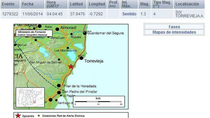 Leve terremoto en Torrevieja