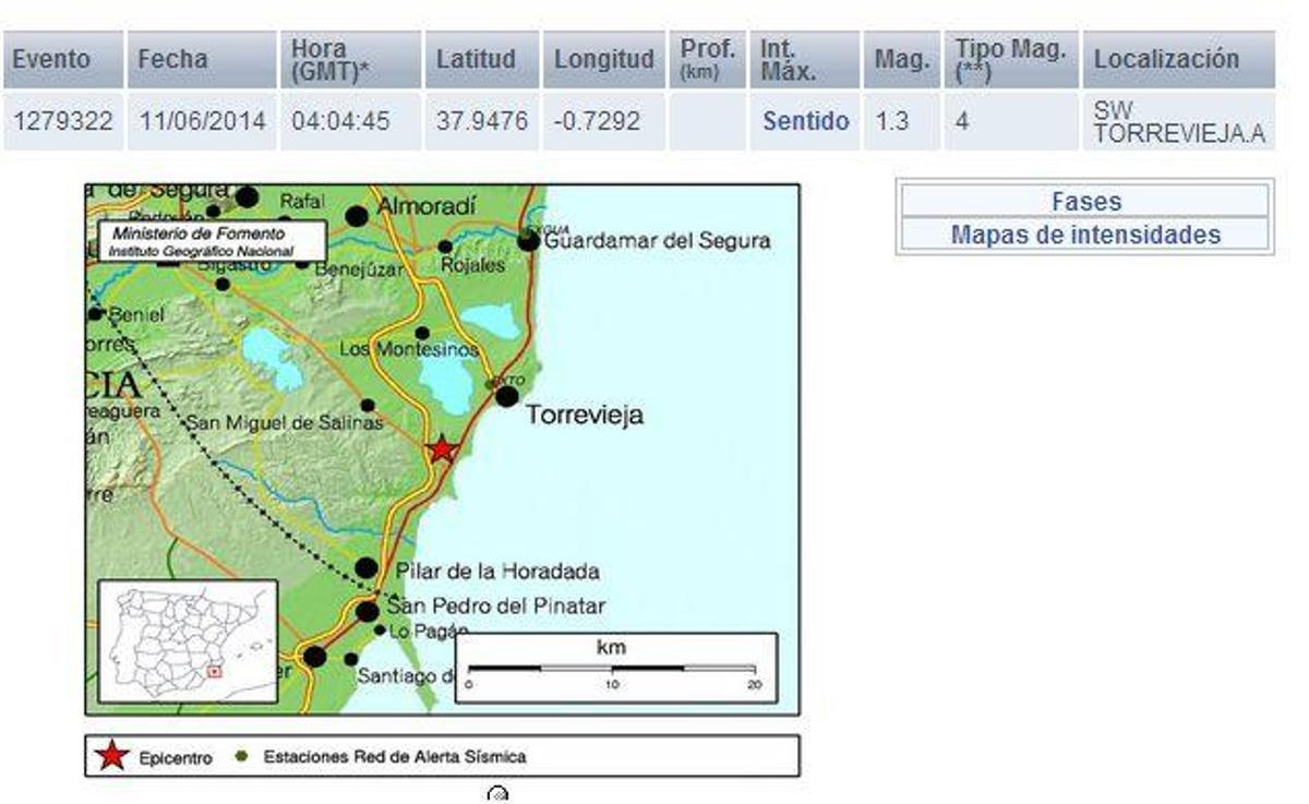 Leve terremoto en Torrevieja