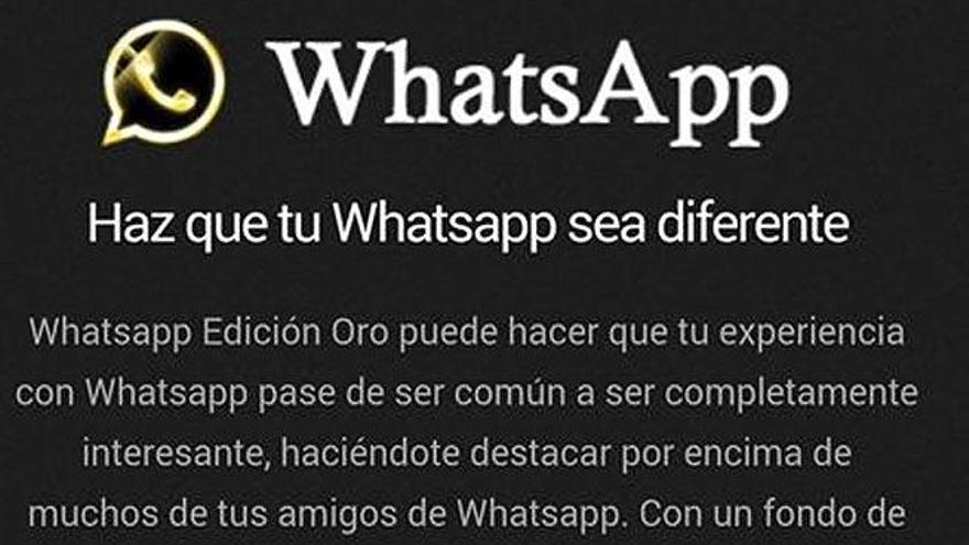 Imagen de reclamo de &#039;Whatsapp oro&#039;.