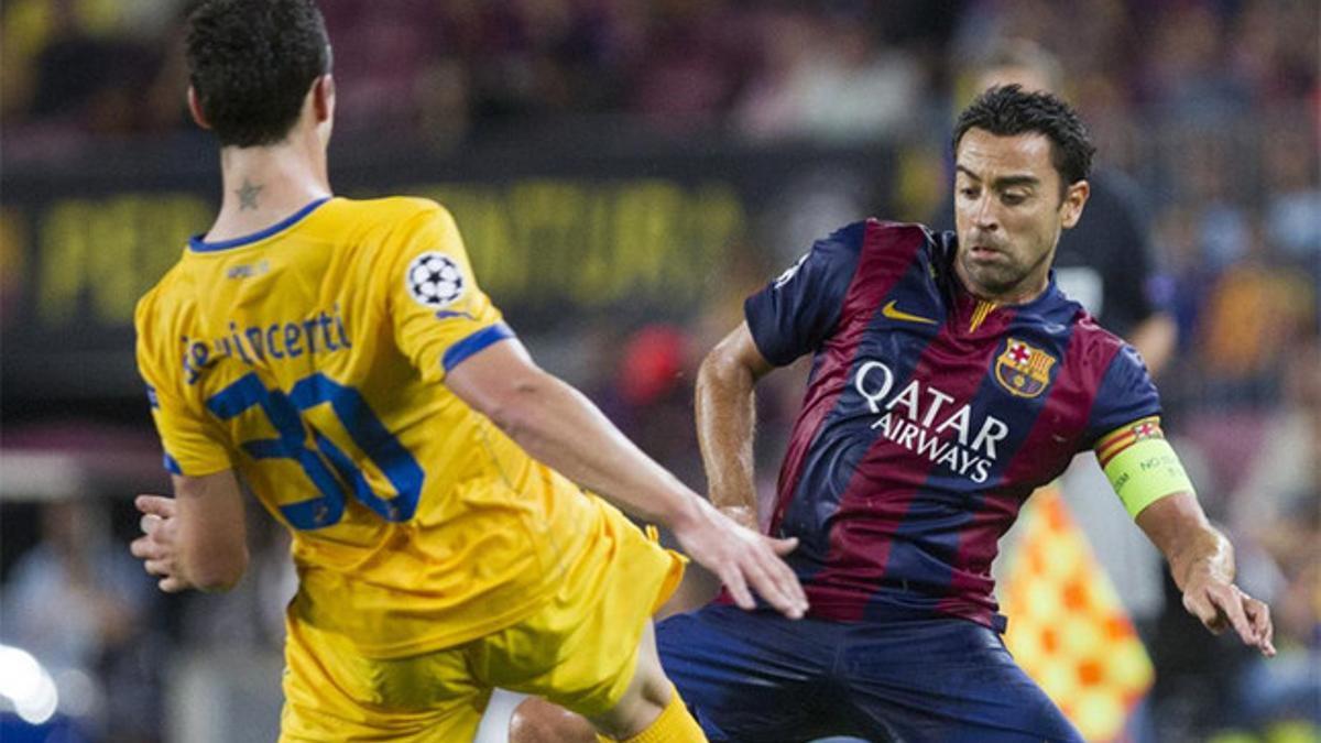 Xavi jugó su partido 142 en la Champions