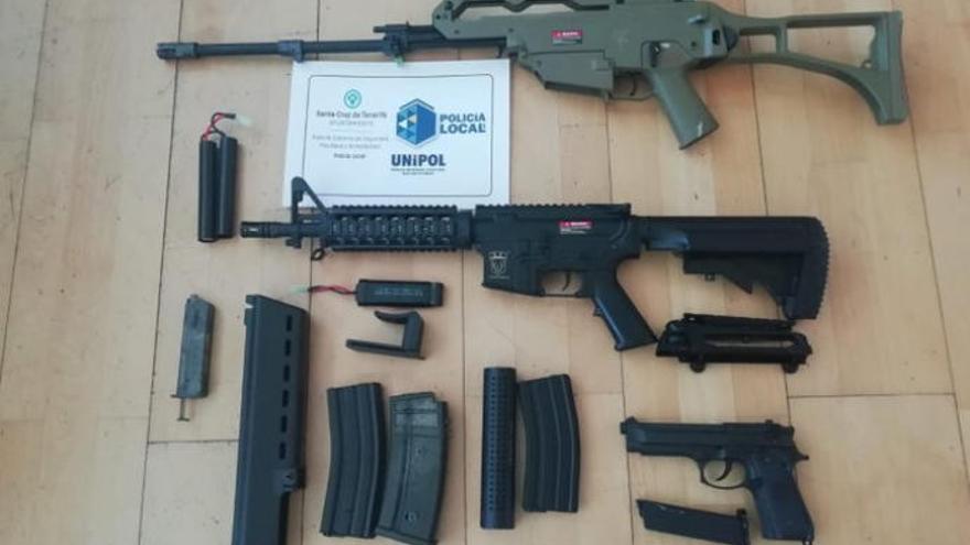 Las armas incautadas por los agentes de la Unipol.