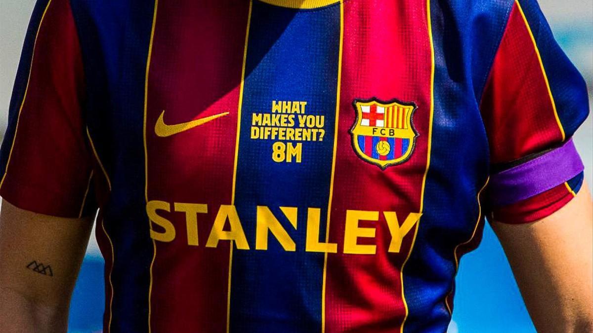 Las jugadoras del Barça lucieron un mensaje en la camiseta en homenaje al Día Internacional de la Mujer