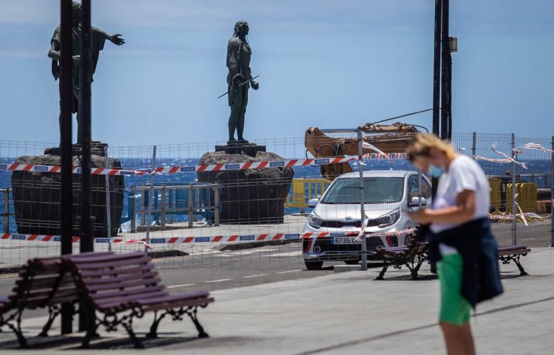 Obras en el entorno litoral de la plaza de la Basílica de Candelaria