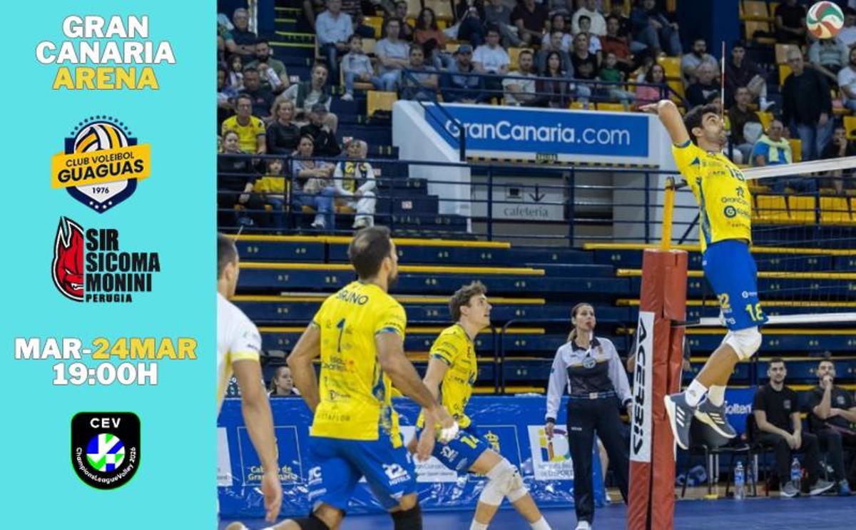 El próximo 24 de marzo, el CV Guaguas se enfrentará al poderoso Sir Sicoma Monini Perugia en la prestigiosa CEV Champions League