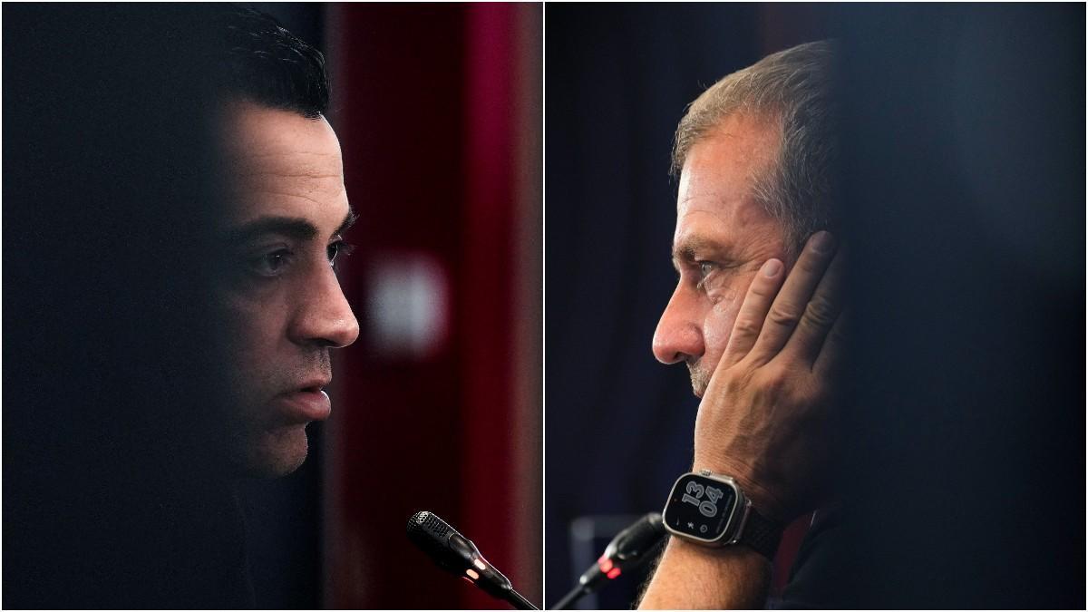 Xavi Hernández y Hansi Flick en rueda de prensa