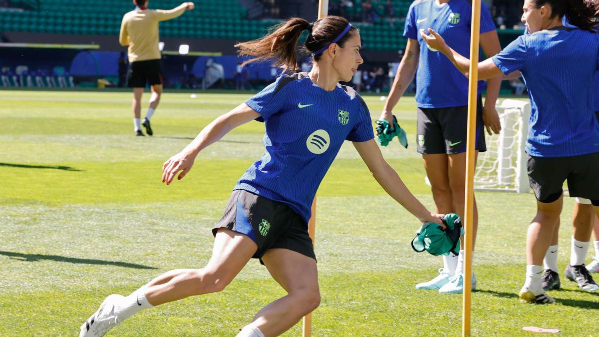 El FC Barcelona femenino durante el entrenamiento de este viernes en Lisbo para disputar mañana la final de la Liga de Campeones femenina contra el Arsenal