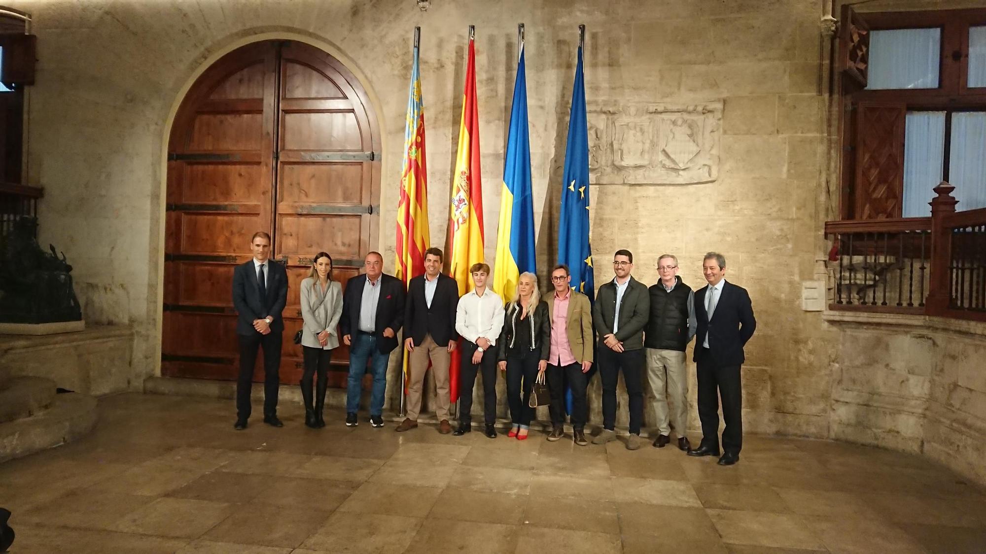 Recepción oficial de Carlos Mazón al campeón del mundo de Moto3 Jaume Masià en la Generalitat