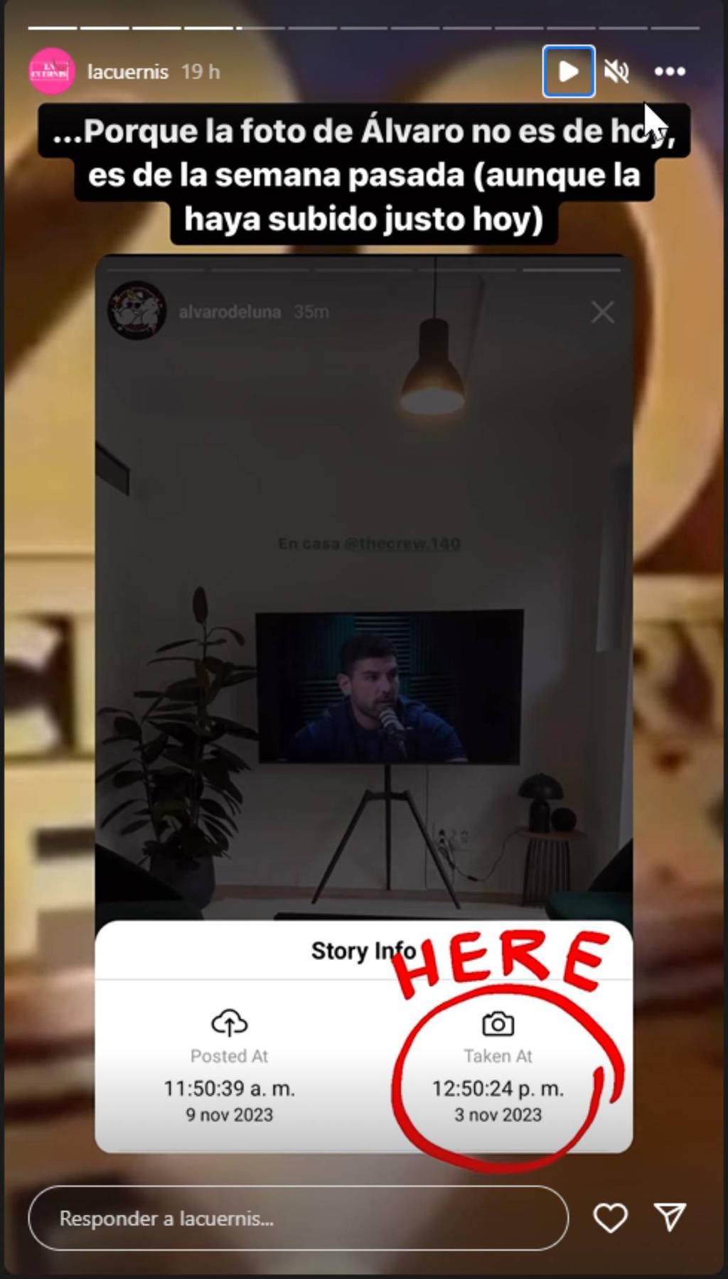 Álvaro de Luna sube un stories falso