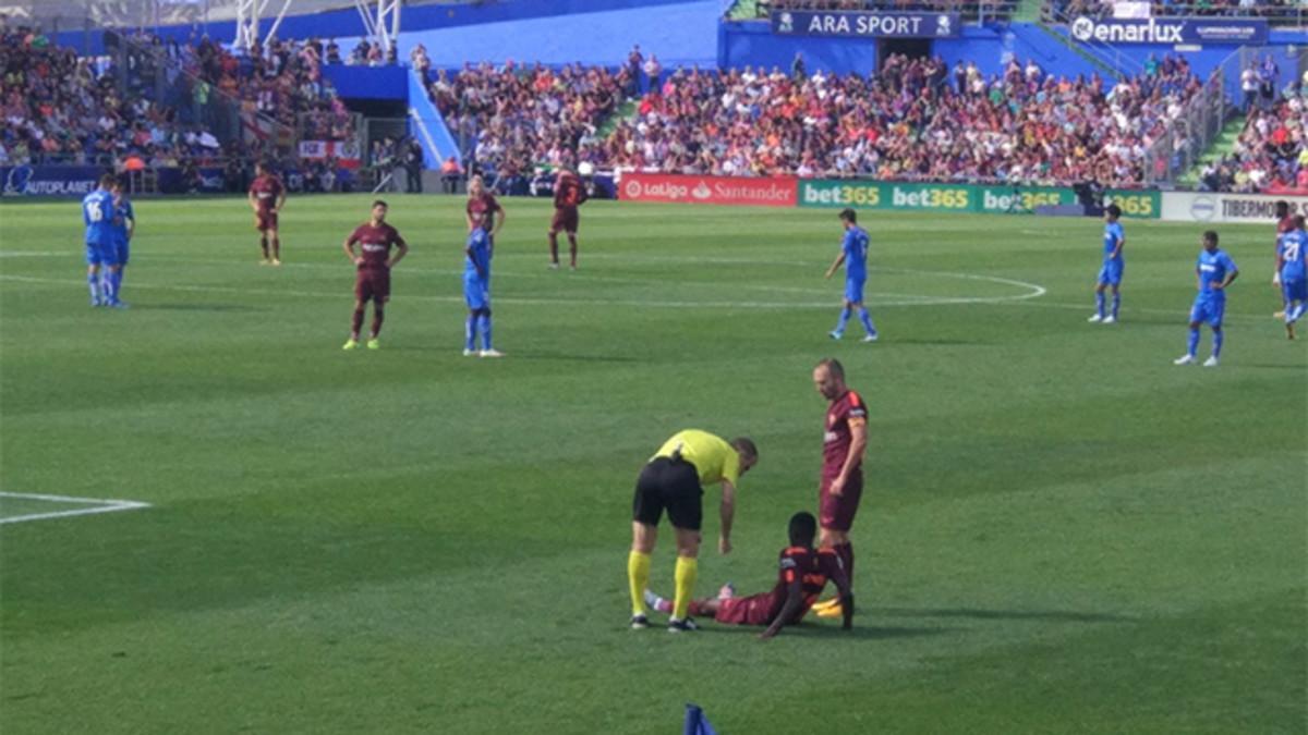 Dembélé tuvo que ser sustituido en el Getafe-Barça