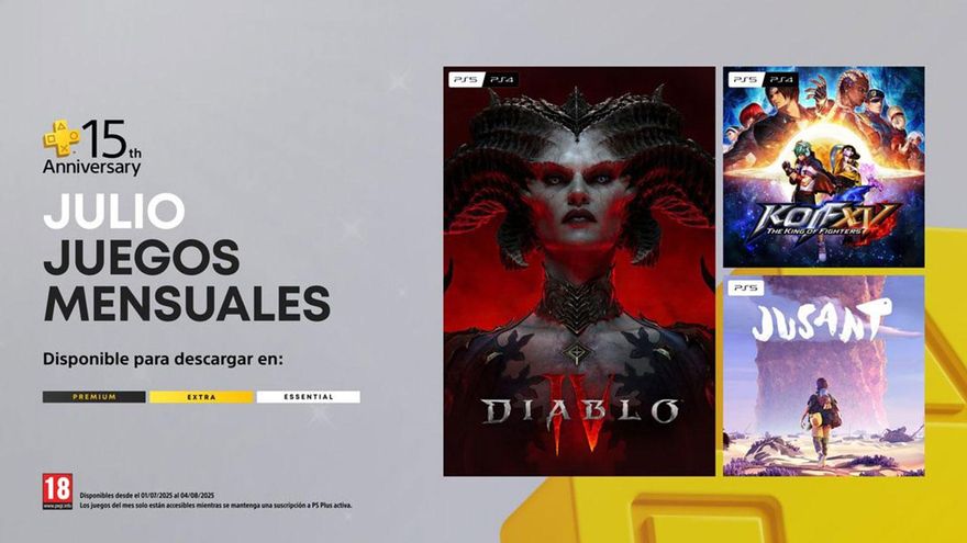 PlayStation Plus arranca julio con Diablo IV, The King of Fighters XV y Jusant por su 15.º aniversario