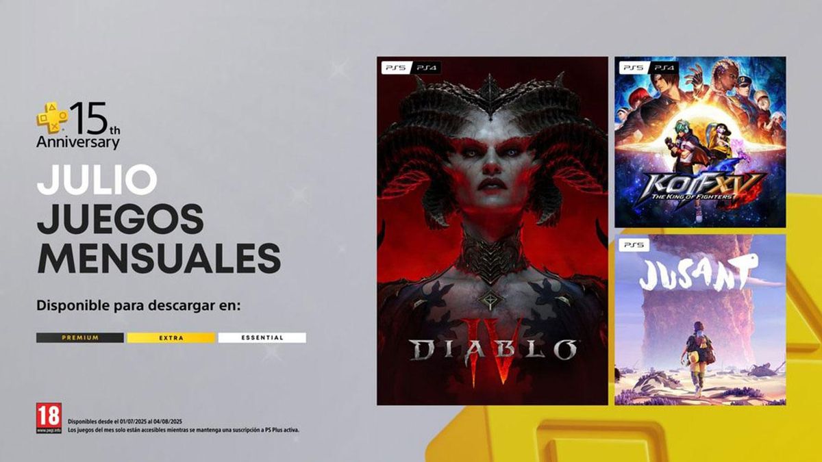 PlayStation Plus arranca julio con Diablo IV, The King of Fighters XV y Jusant por su 15.º aniversario
