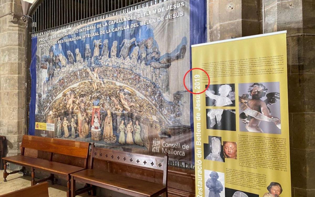Paneles que anuncian la restauración del Belén en la capilla de la Sang. | CONSELL
