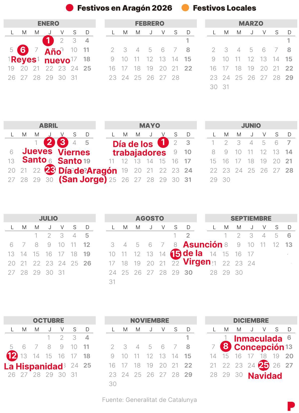 Calendario Laboral Aragón 2026